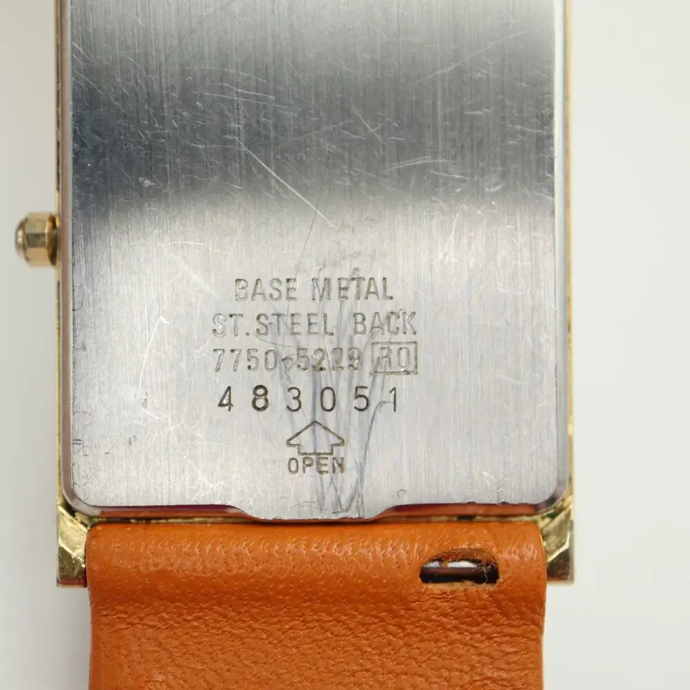 Vintage Seiko Lassale Black Gold Tone 23mm Tank Watch 7750-5229 w New Battery